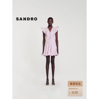 SANDRO2024春夏女装小飞袖紫色雏菊抽绳短款连衣裙SFPRO03654 I046/紫色 38