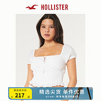 HOLLISTER24春夏甜辣泡泡袖两穿短袖短款衬衫上衣女 357995-1 白色 L (165/100A)