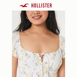 HOLLISTER24春夏甜辣泡泡袖两穿短袖短款衬衫上衣女 357995-1 白色碎花 XXS (160/80A)