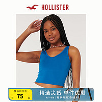 HOLLISTER24年春夏辣妹柔软弹力面料短款V领背心 女 358231-1 蓝色 M (165/92A)