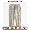 Abercrombie & Fitch 男装 24春夏美式时尚潮流百搭休闲亚麻混纺慢跑裤 358437-1 浅橄榄绿 L (180/86A)