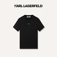 Karl Lagerfeld卡尔·拉格斐轻奢老佛爷男装 24夏款简约休闲宽松印花短袖T恤 黑色 52