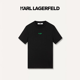 Karl Lagerfeld卡尔拉格斐轻奢老佛爷男装 24夏款简约休闲宽松印花短袖T恤 黑色 52
