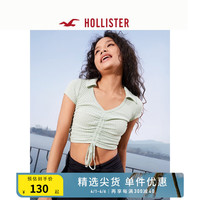 HOLLISTER24春夏辣妹罗纹束紧修身Polo衫v领短袖 女 358222-1 薄荷绿 S (165/88A)