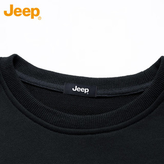 吉普（JEEP）卫衣男春秋季宽松圆领长袖T恤男士打底衣服男装 深蓝不加绒 XL 