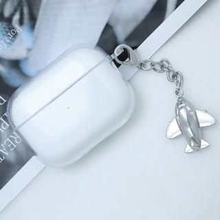 ESCASE airpods pro二代保护套airpods pro2保护套苹果无线蓝牙耳机防摔防尘硅胶透明 裸机美感挂件小飞机 airPods Pro二代保护套