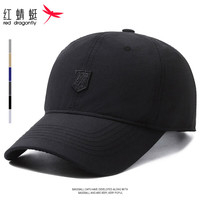 红蜻蜓 RED DRAGONFLY帽子男春夏季透气遮阳防晒速干帽户外休闲贴布棒球帽潮流鸭舌帽女 黑色 帽围(54-60CM)