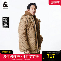 杰克琼斯 杰克·琼斯（JACK&JONES）冬季男装潮流百搭日常时尚保暖个性老花字母防风羽绒服男士外套 橡木棕-E11 175/96A/M