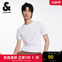 杰克琼斯 杰克·琼斯（JACK&JONES）夏柔软舒适纯棉纯色多色百搭商务休闲短袖T恤男装224201072 A06本白色 170/92A/S