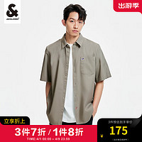 杰克琼斯 杰克·琼斯（JACK&JONES）夏季男装款时尚简约百搭刺绣装饰舒适纯棉短袖衬衫衣服外套衬衣 灰绿色 180/100A/L