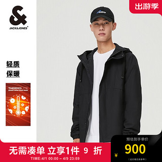 杰克琼斯 杰克·琼斯（JACK&JONES）秋男士棉衣衣服潮流运动休闲保暖棉连帽夹克棉服外套男装 E40黑色  170/92A/S