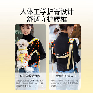 嬉皮狗（hipidog）狗狗外出双肩便携胸背带宠物背包狗包背狗猫咪犬携带胸前猫包 贝卡黄小熊 S（体重5斤内）