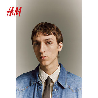 H&M2024春季新品男士标准版型牛仔衬衫1211705 牛仔蓝 175/108A L