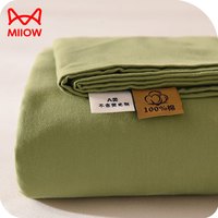 猫人（MiiOW）A类纯色磨毛床单单件纯棉100全棉榻榻米家用加厚炕单单双人套件三 青草绿【A类100%加厚新疆棉】 三件套-270x245cm床单+枕套一对
