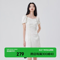 艾莱依(ERAL)浪漫盘扣造型连衣裙女春夏款法式赫本风裙子高端洋气短裙 云朵白 160/84A