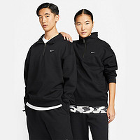 NIKE 耐克 Solo Swoosh系列 纯色半拉链长袖卫衣 男女同 黑色 DQ5210-010