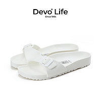 Devo 的沃 Life的沃休闲一字沙滩轻便度假旅游EVA时尚防滑舒适简约拖鞋2606 白色EVA 37