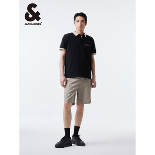 杰克·琼斯（JACK&JONES）夏季常规版型撞色领口设计大众简约短袖polo衫男224206032 黑色E40 常规 黑色E40 195/112A/XXXL