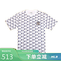 MLB 满印老花短袖夏季T恤3ATSM1133-50WHS-L/米白色