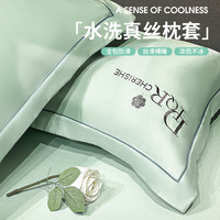 南极人（NanJiren）夏季真丝枕套一对装单个48x74cm冰丝家用枕头套枕巾四件套通用款2 月光绿【单只装】