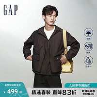 Gap 盖璞 男装2024春季可拆卸背心防雨防风三合一工装外套876978