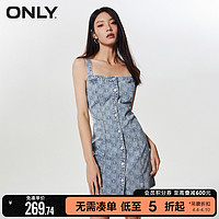 ONLY 春季休闲A字收腰满印短款牛仔连衣裙女|123242030