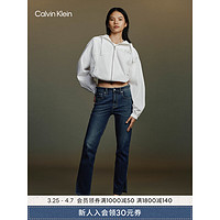 Calvin Klein Jeans24春夏女士复古开叉弹力高腰修身直筒牛仔裤J223373 1BJ-牛仔蓝 28