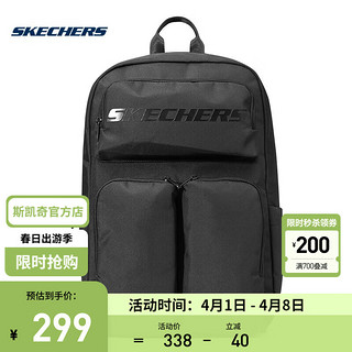 SKECHERS 斯凯奇 2023春季电脑背包男双肩包多功能旅游户外 碳黑/0018 20升以下