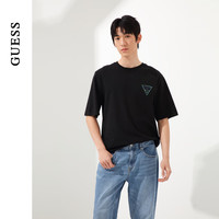 GUESS24年夏季男女同款设计款logo纯色百搭短袖T恤-MO2K9404K BLK-黑色 M