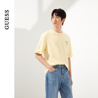GUESS24年夏季男女同款设计款logo纯色百搭短袖T恤-MO2K9404K LYL-黄色 XS