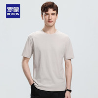 罗蒙(ROMON)男女同款+纯棉时尚休闲短袖T恤衫2024夏季新款纯色打底衫