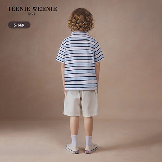 Teenie Weenie Kids小熊童装24夏季男童柔软条纹百搭POLO衫 蓝色 110cm