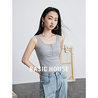百家好（Basic House）夏季女款显瘦短款背心吊带打底-B0624H5P102 灰色 L