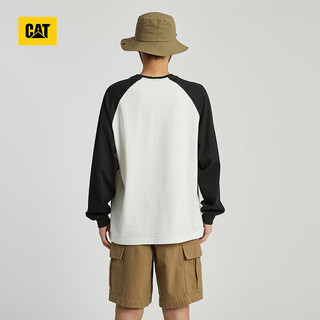 卡特彼勒CAT卡特24春夏男插肩袖山系撞色长袖T恤 白色 L
