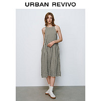 URBAN REVIVO 女士复古设计感撞色格纹无袖连衣裙 UWU740040 黑色格子 S