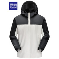 罗蒙男女同款可拆卸帽冲锋夹克2024春季时尚百搭户外登山外套 7J162321A幻影黑/暖白(男款) L