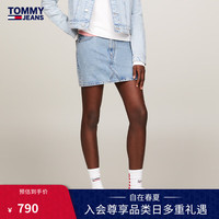 TOMMY JEANS24春夏女装纯棉复古美式浅蓝水洗牛仔短裙DW0DW17674 牛仔蓝1AB 25