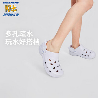 Skechers斯凯奇儿童一脚蹬凉鞋轻便防滑沙滩鞋308363L/406801L 白色/WHT 32码