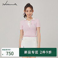 HONMA 本间 紧身针织polo衫短袖v领针织衫女HWJQ504H120