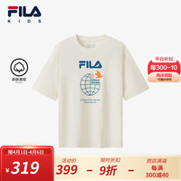 FILA 斐乐 儿童童装2024春季中大童男童透气短袖T恤 牧筠白-IV 140cm