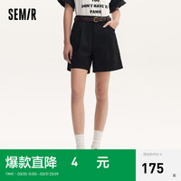 森马（Semir）森马休闲裤女百搭基础气质2024夏季时尚宽松短裤潮 黑色90001 24