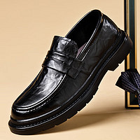 老人头（LAORENTOU）温州高品质新款厚底一脚蹬休闲皮鞋