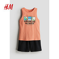 H&M2024夏季童装男童2件式印花套装1234712 浅橙色/Sunshine 90/52