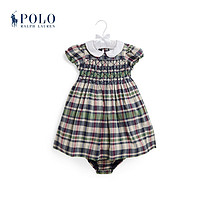 Polo Ralph Lauren 拉夫劳伦 女婴 24春缩褶格纹连衣裙与灯笼裤RL41670 400-多色 18M