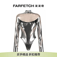 Thierry Mugler Mugler女士半透明拼接金属感连体紧身衣FARFETCH发发奇