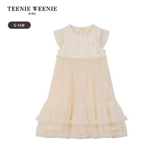 Teenie Weenie Kids小熊童装24夏季女童可爱优雅蕾丝连衣裙 乳白色 110cm