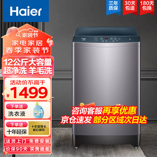 Haier 海尔 12公斤全自动波轮洗衣机家用大容量节能洗脱一体智能预约