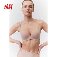 H&M女士文胸2024夏细纤维强力聚拢型半杯文胸1209298 米色 D80
