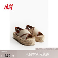 H&M2024春季女士时装鞋露趾时尚休闲厚底渔夫鞋1142432 浅米色/棕色 41 260
