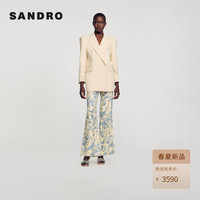 SANDRO2024春夏女装法式休闲戗驳领西装外套上衣SFPVE00959 淡褐色 40